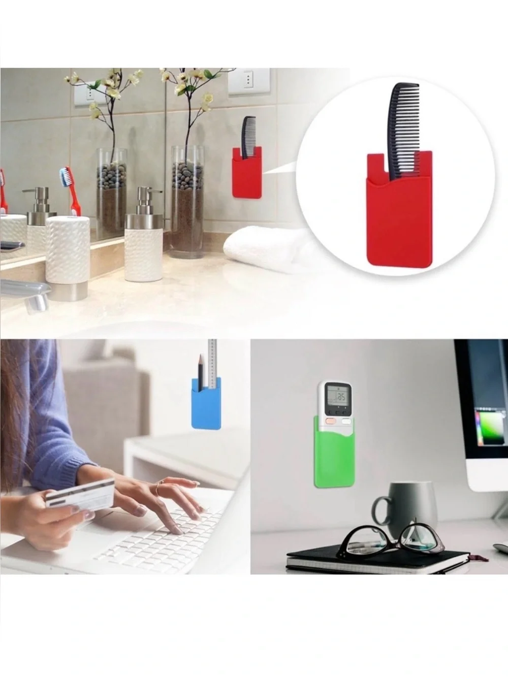💞 New Red Adhesive Silicone Card Holder Sleeve for Smartphones